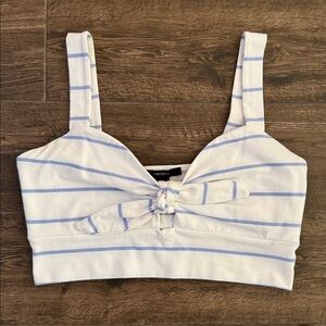 Forever 21 Blue and White Striped Crop Top